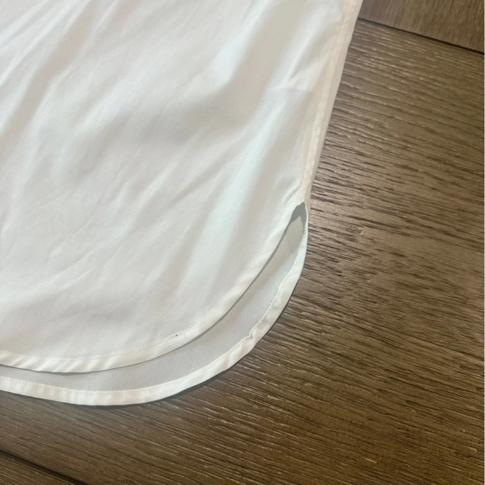 Talbots White Tunic Top Blouse Long Sleeve Jeweled Buttons Size Medium - Picture 6 of 10